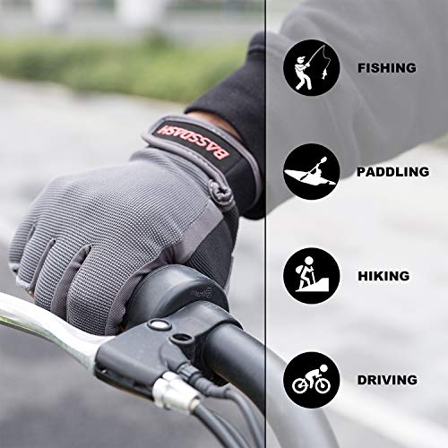 BASSDASH Astro Fishing Gloves Men’s Women’s Fingerless Gloves for Game Fishing Kayaking Paddling Sailing MTB - color: Gray, size: X-Large
