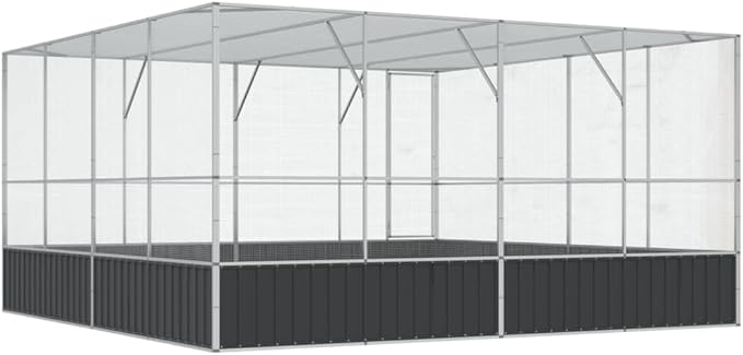 Large Bird Aviary, Outdoor Galvanized Steel Bird Cage, Mesh Fence Bird House for Parrot, Parakeet, Dove, Cockatiel, 164.6"x163"x83.5"