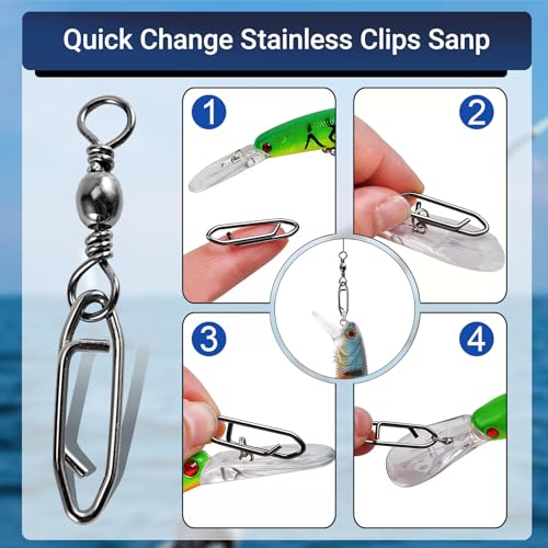 QISHUO High Strength Fishing Swivels Stainless Clips Steel Snap Swivels Barrel Connector Saltwater Swivel Fishing Rolling Black Nickel - size: Size 2/0+L (88lb) 25 pcs