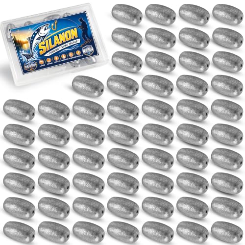 Egg Sinkers Fishing Weights, Oval Shaped Lead Fishing Sinkers Weights Slip Sliding Sinkers Drop Bass Casting Worm Weights for Saltwater Freshwater Catfish Bass Fishing - size: 1/4oz-15Pack