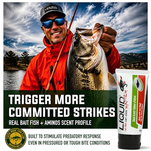 Liquid Mayhem Shad Fish Attractant Gel 60 ml / 2 oz · 60 Uses – Real Anchovy Bait & Aminos | UV-Enhanced Long-Lasting Gel – All Lure Types - size: 2-Pack