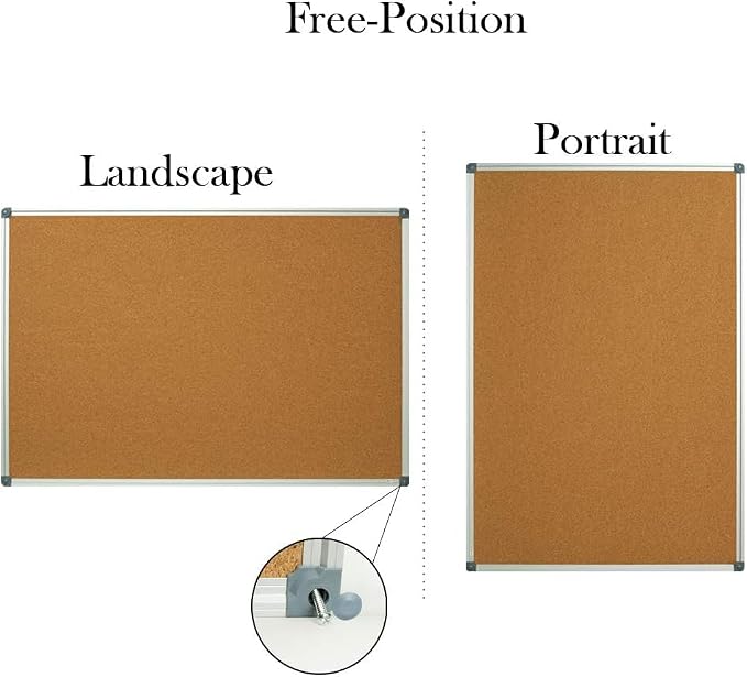Lockways Cork Board Bulletin Board, Double Sided Corkboard 48 x 31,