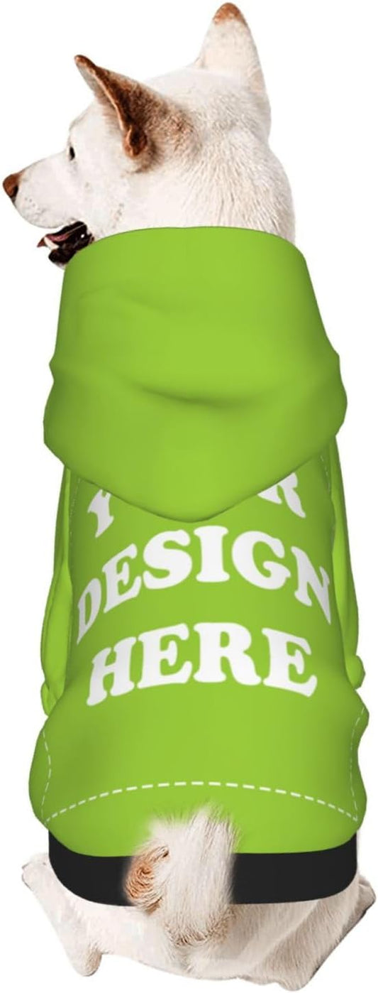 Dog Clothes, Custom Dog Hooded Sweatshirt, Personalized Pet Costume Robe Shirt with Text/Image/Club Name/Pet Shop Logo for Small Medium Large Dogs and Cats, GrassGreen, S