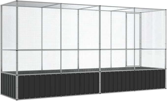 Outdoor Aviary Bird Cage, Galvanized Steel Outside Ample Activity Space Birdcage, 164.8"x42.1"x83.5", -263