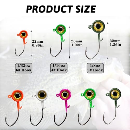 Crappie Jigs,20Pcs Crappie Jig Heads Fishing Jigs for Bass Fishing 1/32oz,1/16oz,1/8oz - color: Pumpkin-green, size: 1/16oz