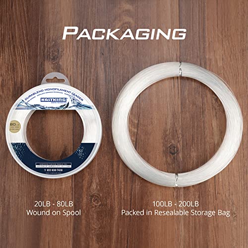 KastKing DuraBlend Monofilament Leader Line - Premium Saltwater Mono Leader Materials - Big Game Spool Size 120Yds/110M - size: 200LB (Packed in Storage Bag) 1.40mm