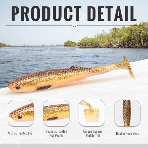 TRUSCEND Shadtale Easy Catch Soft Fishing Lures, Unique Vibration and Action for Various Rigs, Paddle Tail Swimbaits Trailer for Bass, Trout, Crappie, Walleye, Redfish, Saltwater & Freshwater Fishing - color: I-3.35",0.2oz,10pcs