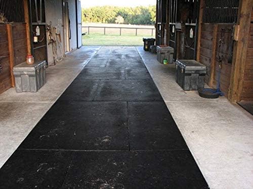 American Floor Mats - Heavy Duty Stall Tiles - Stable/Horse Tiles - Thick, Durable Rubber Flooring Solid Black 6' x 12' Set 3/8" Thick (18 Tiles Total)