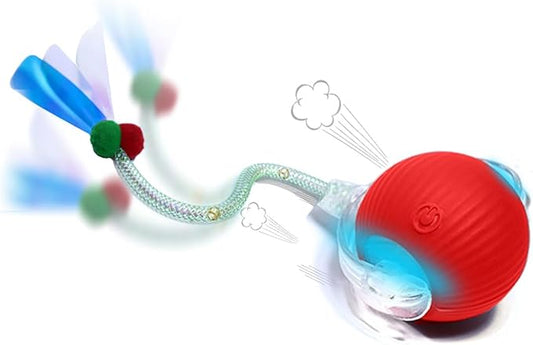 GlowPounce Interactive Rolling Ball Toy for Indoor Cats & Small Dogs – Motion-Activated Smart Moving Ball with LED Lights – Rechargeable Automatic Play Toy for Cats, Kittens & Puppies
