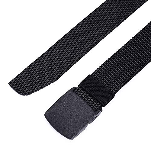 Mile High Life | Nylon Web Belt | Outdoor Military Belt | TSA Safe Buckle Plastic/Metal - color: Black-cross Black