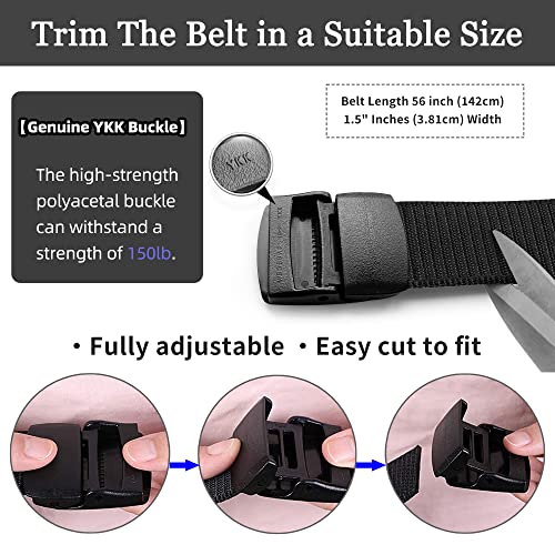 Mile High Life | Nylon Web Belt | Outdoor Military Belt | TSA Safe Buckle Plastic/Metal - color: Black-cross Black