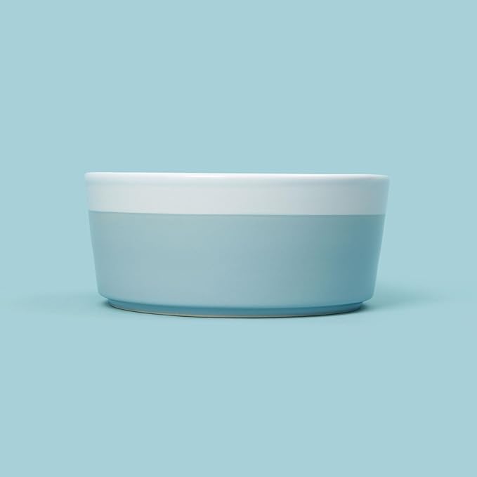 Waggo Dipper Ceramic Dog Bowl for Small and Large Breeds - Heavyweight and Durable Pet Food and Water Dish Crock, Dishwasher Safe, Modern (Cloud, Small)
