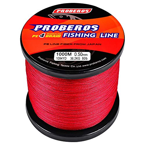 Braided Fishing Line 4 Strands Stronger Multifilament PE Braid Wire for Saltwater 6LB-100LB 110yards 328yards 547yards Super Strong Superline - color: Red, size: 547Yds/20LB