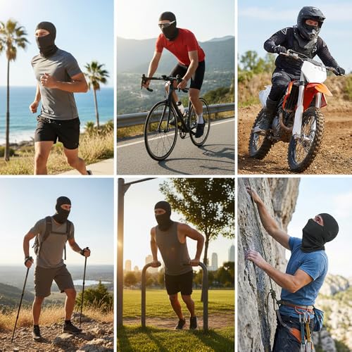 3-6Pcs Balaclava Face Mask, Ski Mask for Men Women, Lightweight UV Protection Hood Breathable Cycling Fish - color: 3pcs-3black-a