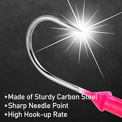 Dr.Fish 10 Pack Crappie Fishing Jigs Stand Up Round Jig Heads Painted Fishing Lure Spinner Blade Walleye Bass Trout Bluegill Freshwater Saltwater - color: Pink Blue, size: 1/4oz-Hook #1