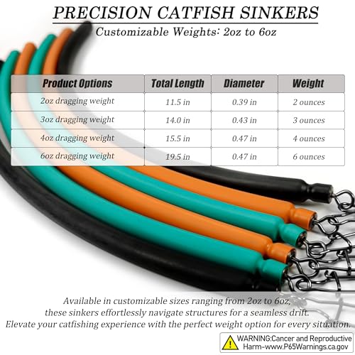 Dragging Weights for Catfishing, Drag Weights No Snag Sinkers for Bottom Bouncing, Trolling, Drifting, Snagless Catfish Sinker Tackle Gear and Equipment - size: A4-6oz-Orange-5PCS