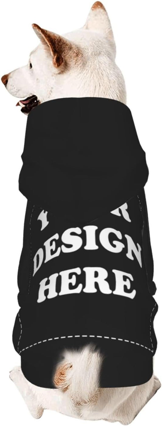 Dog Clothes, Custom Dog Hooded Sweatshirt, Personalized Pet Costume Robe Shirt with Text/Image/Club Name/Pet Shop Logo for Small Medium Large Dogs and Cats, Black, L