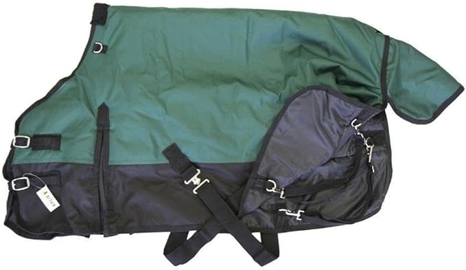 AJ Tack 1200D Waterproof Winter Pony Blanket - 300g Heavyweight Turnout with Fleece Collar, Shoulder Gussets & Tail Flap - Black 58"