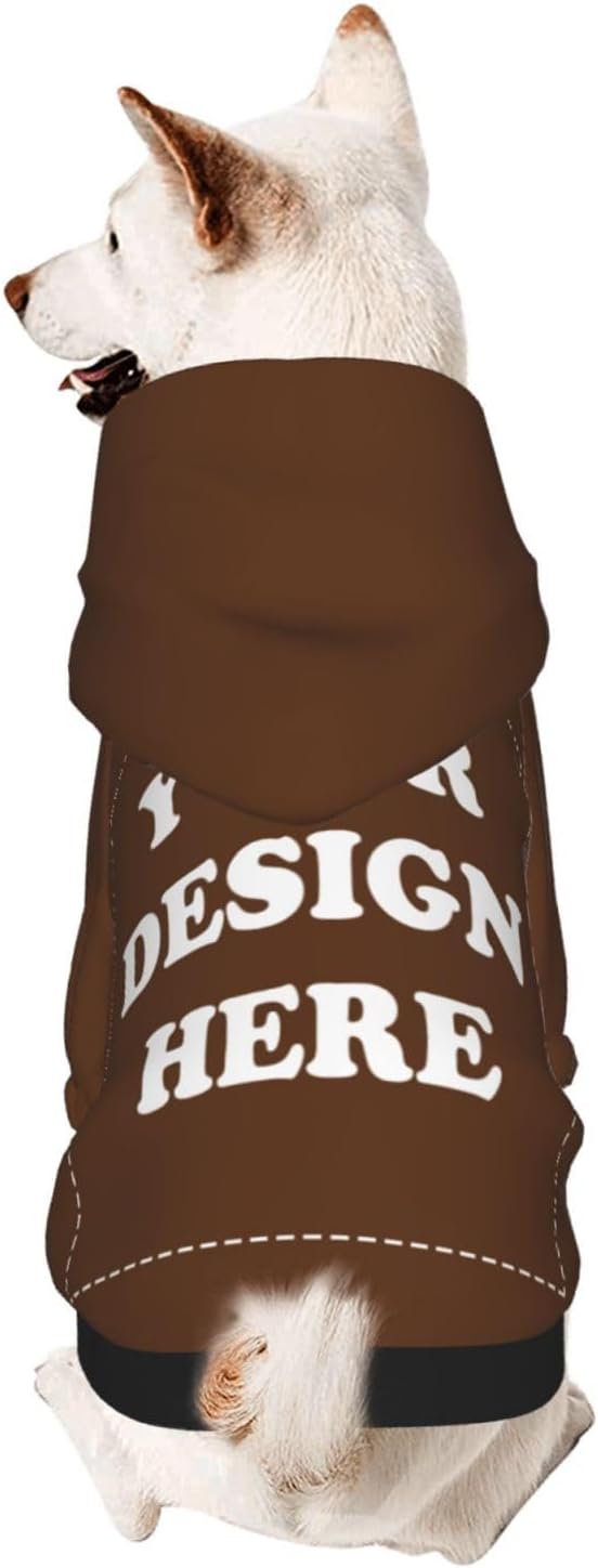 Personalized Chihuahua Dog Hoodie, Custom Pet Warm Sweatshirt Costume with Name Number Photo, Customize ID Clothes for Pupppy Kitten Dogs Cats, Chocolate, S