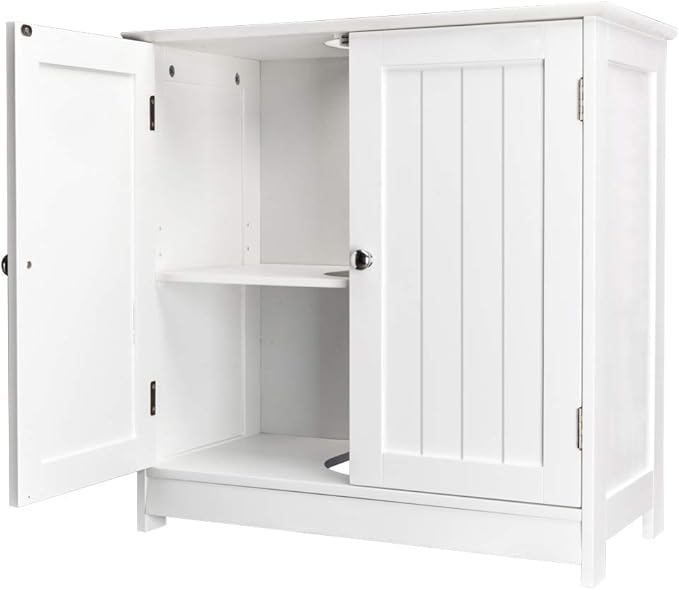 Pedestal Under Sink Storage Bathroom Vanity with 2 Doors Traditional Bathroom Cabinet Space Saver Organizer,White