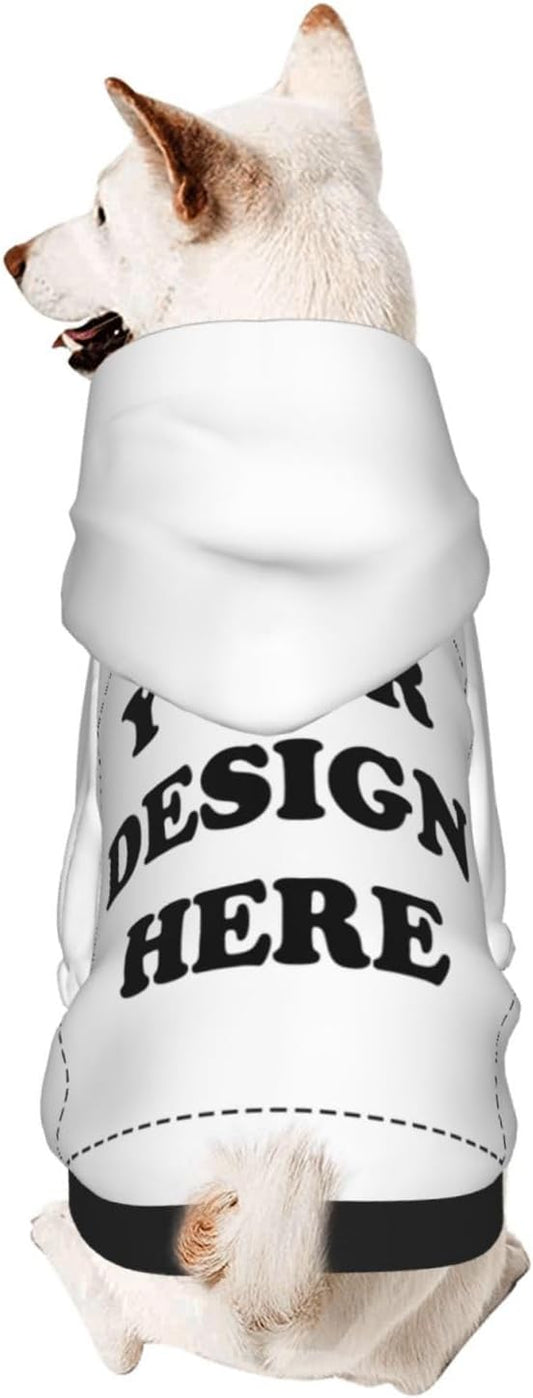 Dog Clothes, Custom Dog Hooded Sweatshirt, Personalized Pet Costume Robe Shirt with Text/Image/Club Name/Pet Shop Logo for Small Medium Large Dogs and Cats, White, S