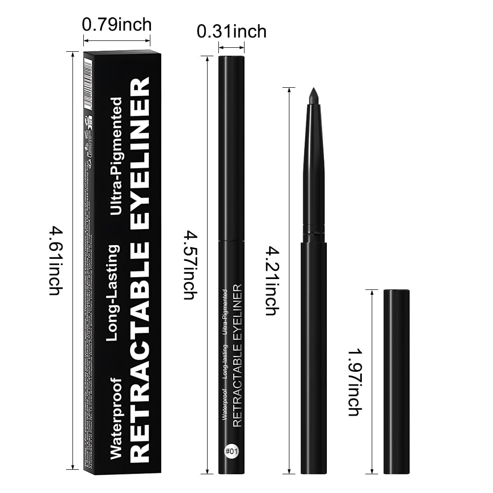 evpct Black Eyeliner Pencils for Eyes, Black Colored Eye Liner Pencil Makeup Waterproof Smudge Proof, Colored Gel Waterline Eyeliner Liquid, Face Eye Paint Stick Lipstick Pen Halloween Makeup