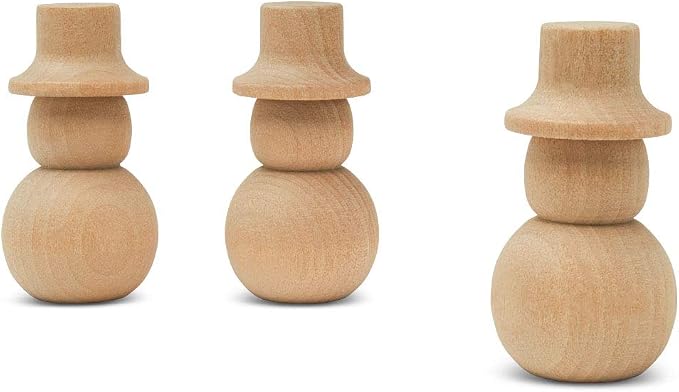 Snowman Peg Dolls 2-1/8 inch, Pack of 50 Wooden Peg Dolls for Christmas Crafting, Nativity Scenes, Holiday Decorations, by Woodpeckers