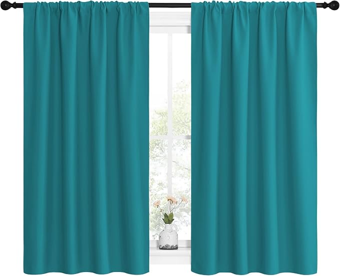 NICETOWN Peacock Blue Blackout Curtains Panels