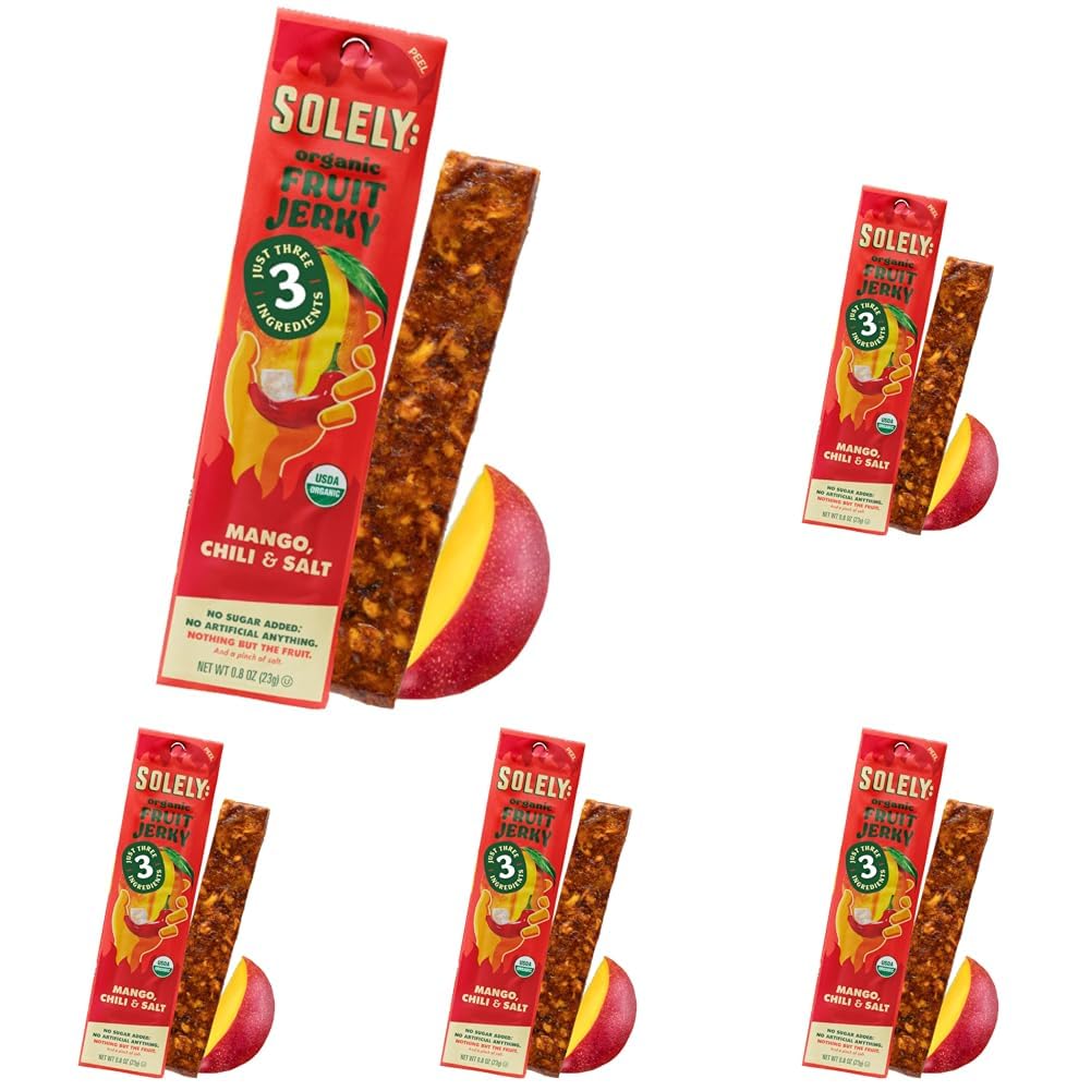 SOLELY - Organic Fruit Jerky Variety Pack - 8 Flavors, 8 Individually Wrapped Fruit Strips - Fruit Leather - Healthy Snacks for Adults & Kids - Non GMO, Vegan - 0.8oz (23g)