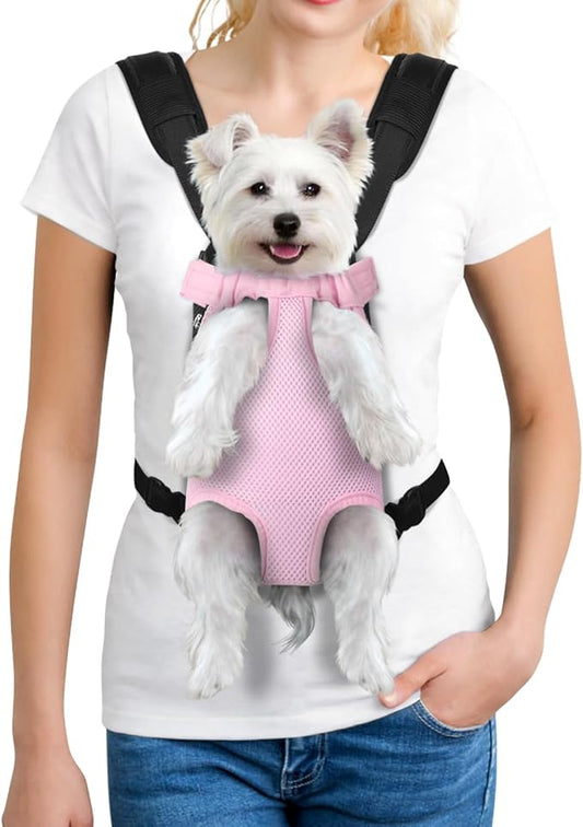 YUDODO Pet Dog Carrier Backpack Adjustable Dog Front Carrier, Legs Out Easy-Fit Dog Travel Backpack Carrier for Hiking Camping for Small Medium Dogs Cats and Rabbits (Large, Pink)