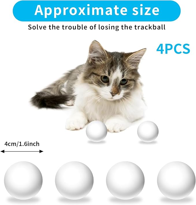 Cat Ball Toy Cat Track Balls Replacement Track Balls for Turbo Round Scratcher Toy (4 pcs), White