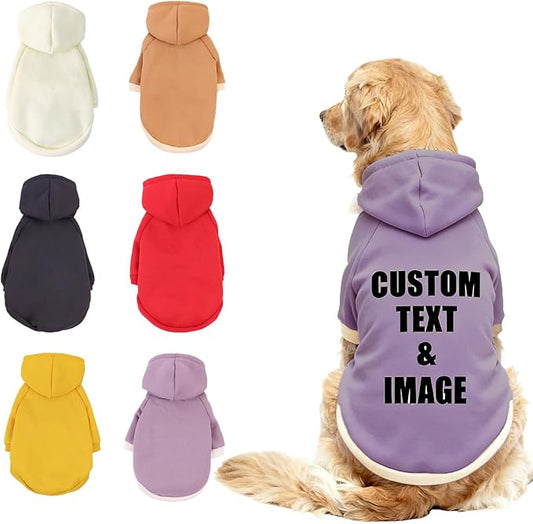 Custom Dog Hoodie, Personalized Sweatshirt with Photo Text Name Logo, Customized Hooded Sweater for Small Medium Large Dogs & Cats (Purple, Small)