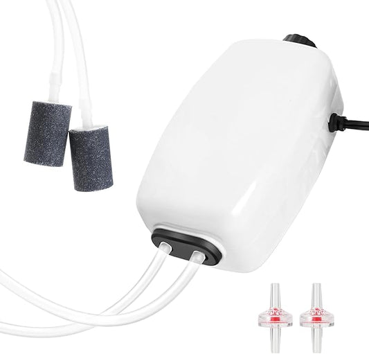 AQUANEAT Aquarium Air Pump for 20-210 Gallon Tank, Fish Air Bubbler, Hydroponic Oxygen Aerator with Stones, Airline Tubing, Check Valves