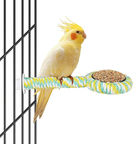 ASOCEA Bird Perch Feeding Cup,Bird Bowls for Cage Parakeet Feeder Parrot Food Bowls Parrot Cage Accessory for Budgie Lovebird Cockatiel Parakeet Canary Finch Small Parrots,Colorful