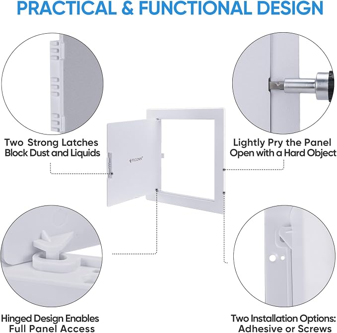 TICONN Access Panel for Drywall, 8 x 8 Inch ABS Plastic Wall Hole Cover Access