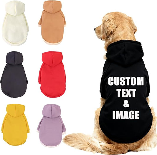 Custom Dog Hoodie, Personalized Sweatshirt with Photo Text Name Logo, Customized Hooded Sweater for Small Medium Large Dogs & Cats (Black, XXXX-Large)