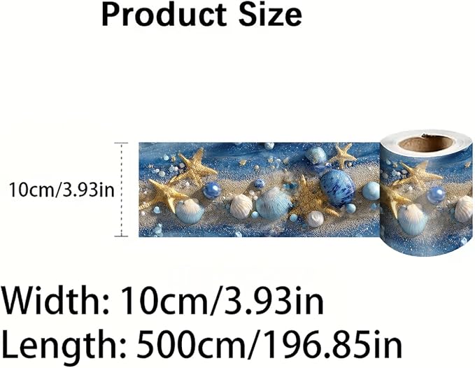 Ocean Starfish Wall Border 196x4 Inch Peel and Stick Coastal Beach Seashell