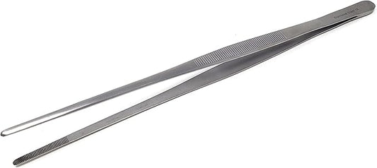 A2Z-Aquascaping Maintenance Tools Accessories,Anti-Rust Stainless Steel Tweezers Scissors Spatula for Aquarium Tank Clean, Fish Tank, Bonsai, Algae Scrapers (12" Serrated Tweezers - Straight)