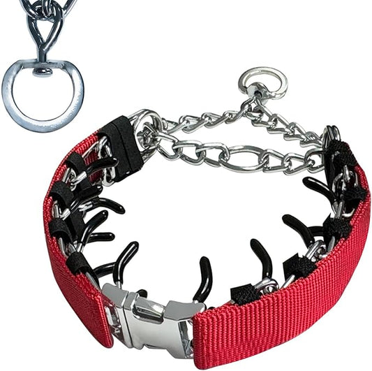 Prong Training Collar for Dogs, Rotating Ring Welding, Adjustable Dog Training Pinch Collar with Quick Release Buckle, for Small Medium Large Dogs