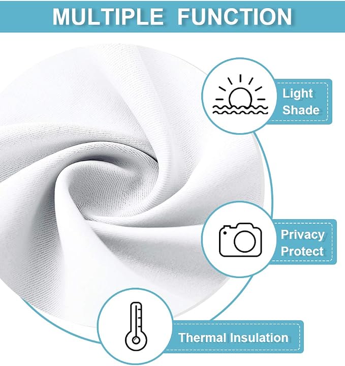 RYB HOME White Curtains 80 inches Long, Thermal Insulating Large Window Curtains