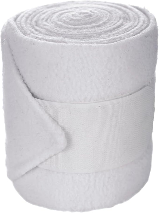Equinavia Luna 9' Fleece Polo Wraps, Set of 4 Horse Leg Bandages with Storage Bag | Black - One Size - White - One Size