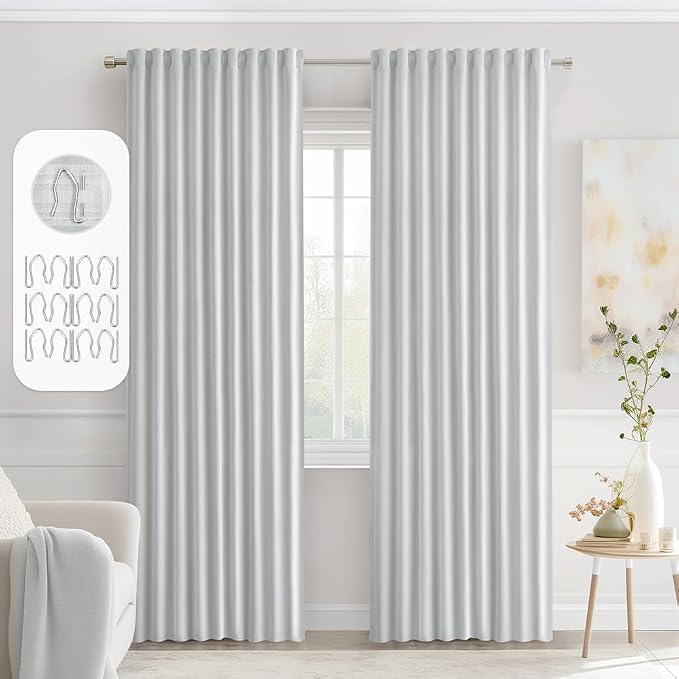 MIULEE Back Tab Light Blocking Curtains 90 Inch Long 2 Panels Set