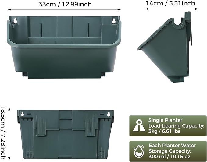 24 Pack Vertical Garden Planter, 13 inch Wall Mounted Planter