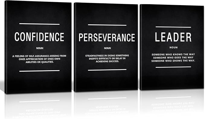 HUADO Motivational Canvas Wall Art, Leader Confidence Perseverance Office Wall