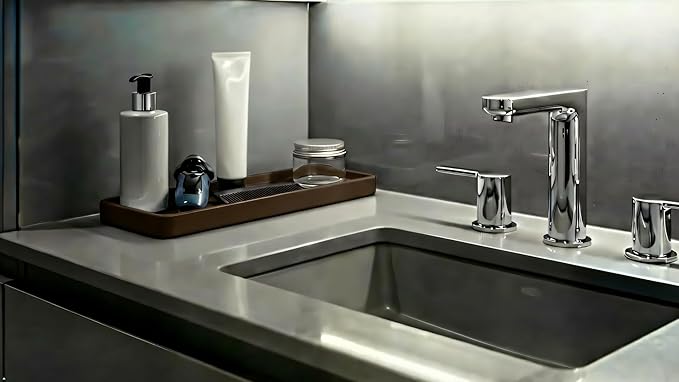 Silicone Kitchen Sink Organizer Tray, Sponge Holder and Countertop Protector | Bathroom and Kitchen Soap Dish and Dispenser Tray (Light Grey, 12"x4")