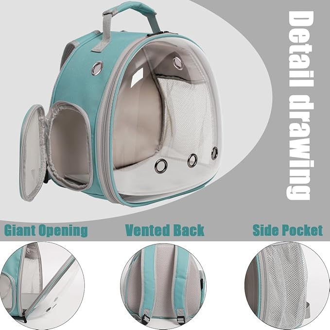 Hamster Backpack Carrier, Bearded Dragon Carrier Backpack with Clear Bubble Window,Small Animal Travel Backpack for Hedgehog Rat,Chameleon,Rabbit,Sugar Glider,Airline Approved (Pink, Backpack)