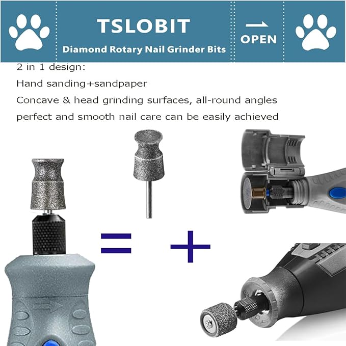 Diamond Dremel Dog Nail Grinder Attachment,1/8'' Pet Nail Grinder Wheel for Dremel Dog Nail Grinder, Diamond Rotory Bit for Dogs&Pets Nail Care（Large A）