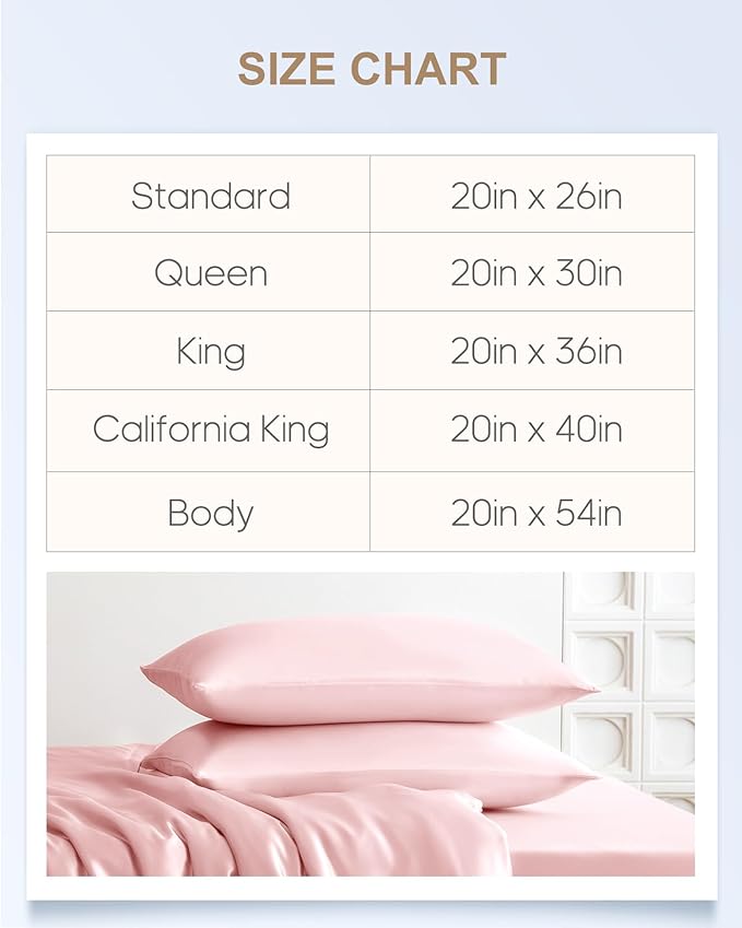 THXSILK Set of 2 100% Mulberry Silk Pillowcase for Hair and Skin Health, 22 Momme Soft and Smooth Pillowcases with Hidden Zipper, Both Sides Premium Grade 6A+ Silk, California King 20"x40", Pink