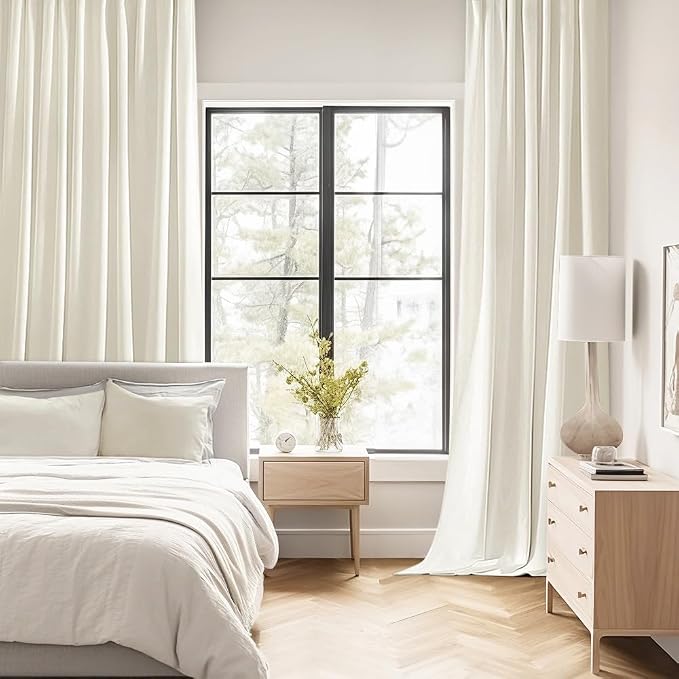 MIULEE Cream Back Tab Blackout Curtains 72 Inches Long 2 Panels Set
