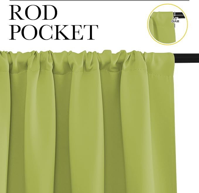 NICETOWN Blackout Curtains for Bedroom, Fresh Green, 1 Pair, 70 by 63-inch